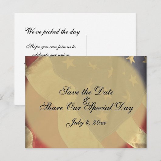 American Flag Patriotic - Save the Date Briefkaart (Voorkant / Achterkant)