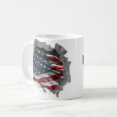 American Flag Patriotic USA Broken Wall Effect Koffiemok (Voorkant links)