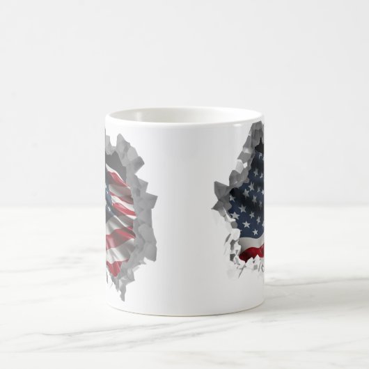 American Flag Patriotic USA Broken Wall Effect Koffiemok (Center)