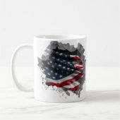 American Flag Patriotic USA Broken Wall Effect Koffiemok (Links)