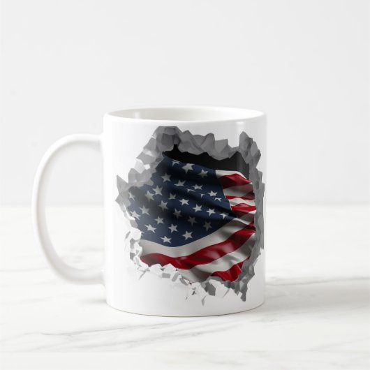 American Flag Patriotic USA Broken Wall Effect Koffiemok (Links)