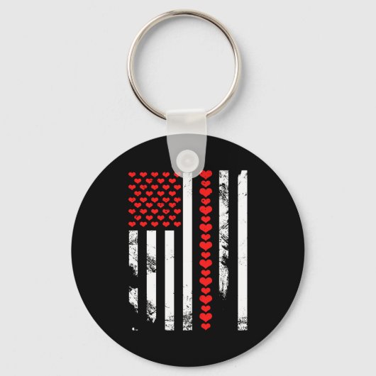 American Flag Patriotic Valentines Day Clic He  Sleutelhanger (Voorkant)