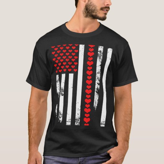 American Flag Patriotic Valentines Day Clic He T-shirt (Voorkant)