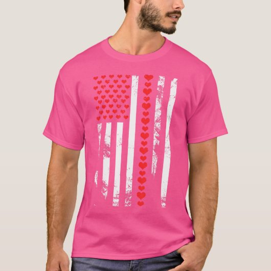 American Flag Patriotic Valentine'S Day Heart T-shirt (Voorkant)