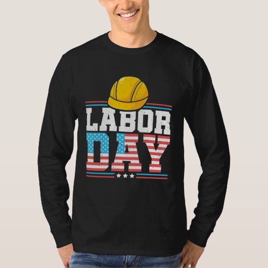 American Flag Patriotic Worker Laborer Happy Labor T-shirt (Voorkant)