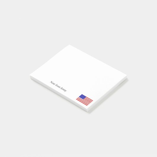 American Flag Patriotisme Thema Custom Text Name Post-it® Notes (Schuin)