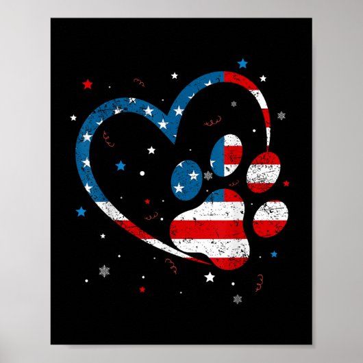 American Flag Patriottische Hond & Kamp; Kattenpoo Poster (Voorkant)