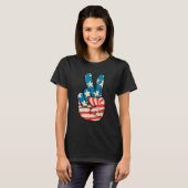 American Flag Peace Sign Hand 4th of July Patrioti T-shirt (Voorkant volledig)
