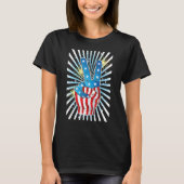 American Flag Peace Sign Hand   Fourth of July T-shirt (Voorkant)