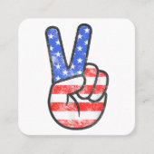 American Flag Peace Sign Hand T-Shirt Fourth of Ju Vierkante Visitekaartje (Voorkant)