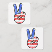 American Flag Peace Sign Hand T-Shirt Fourth of Ju Vierkante Visitekaartje (Voorkant / Achterkant)
