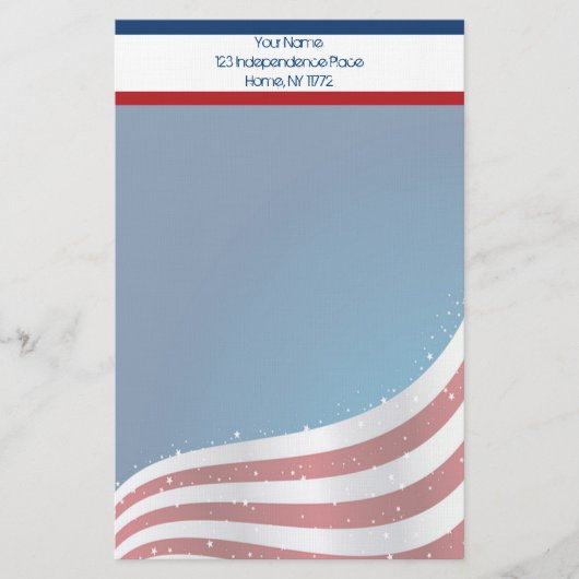 American Flag Personal Stationery Briefpapier (Voorkant)