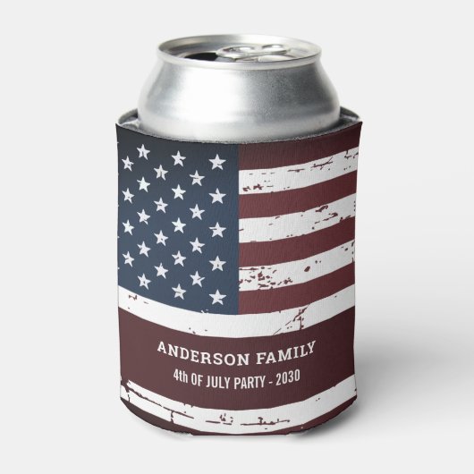 American Flag Personalized Patriotic op 4 juli Blikjeskoeler (Blikje Voorkant)