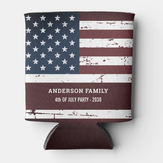 American Flag Personalized Patriotic op 4 juli Blikjeskoeler (Voorkant)