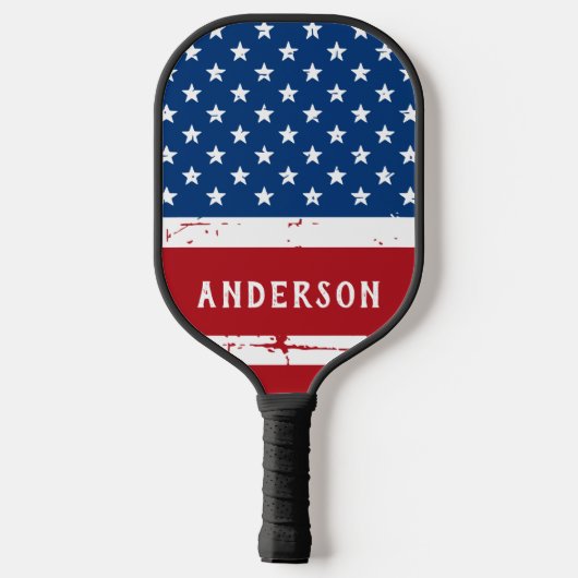 American Flag Personalized Stars Stripes Patriotic Pickleball Paddle (Achterkant)