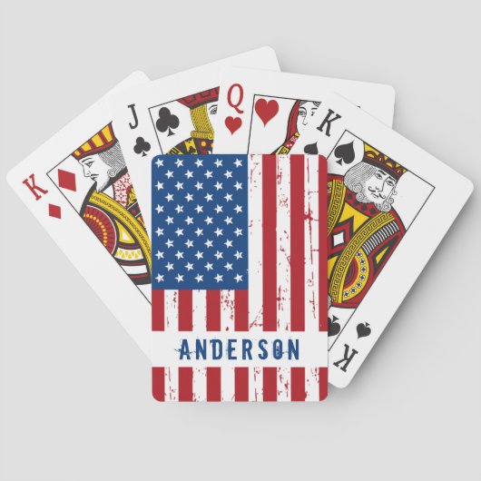 American Flag Personated Name Patriotic Pokerkaarten (Achterkant)