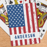 American Flag Personated Name Patriotic Pokerkaarten<br><div class="desc">USA American Flag speelkaarten - Amerikaanse vlag,  sterren en strepen in een overspannen rood wit blauw ontwerp. Personaliseer met Naam. COPYRIGHT © 2021 Judy Burrows,  Black Dog Art - Alle rechten voorbehouden. Amerikaanse vlag gepersonaliseerde naam patriottische speelkaarten</div>