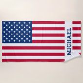 American Flag Personated Name Patriotic Strandlaken (Voorkant)