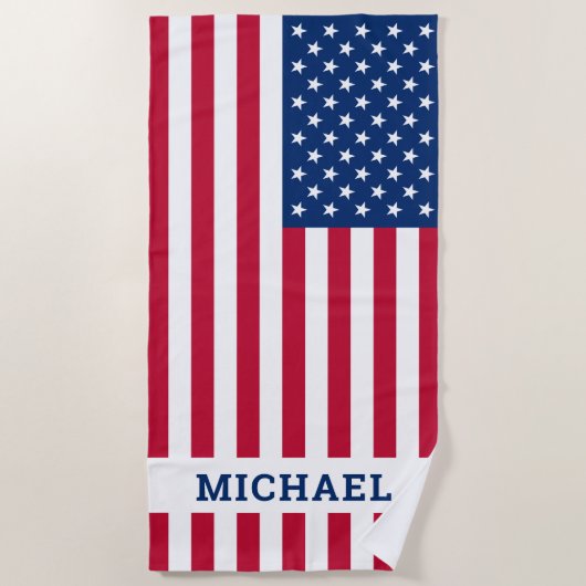 American Flag Personated Name Patriotic Strandlaken (Voorkant)