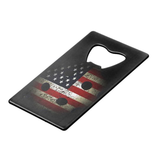 American Flag Pickle Ball USA Creditkaart Flessenopener (Voorkant Gekanteld)