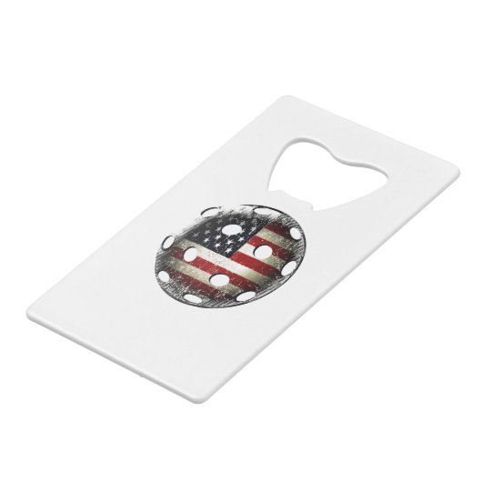 American Flag Pickle Ball USA Creditkaart Flessenopener (Achterkant Gekanteld)