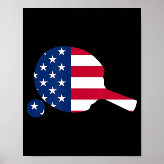 American Flag Ping Pong Table Tennis Player Equipm Poster (Voorkant)