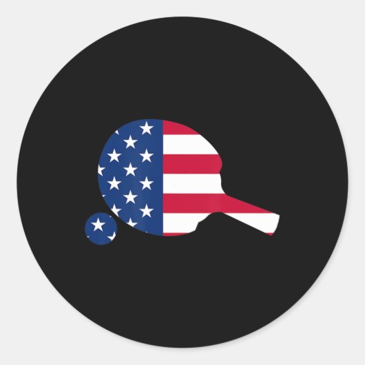 American Flag Ping Pong Table Tennis Player Equipm Ronde Sticker (Voorkant)