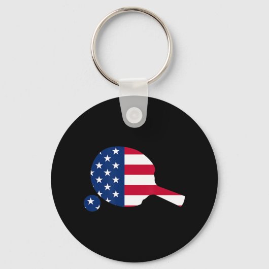 American Flag Ping Pong Table Tennis Player Equipm Sleutelhanger (Voorkant)