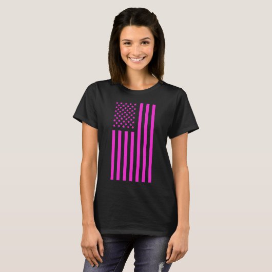 American Flag Pink  T-shirt (Voorkant volledig)