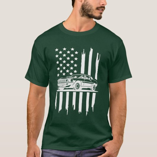 American Flag Piston Svg Muscle Car Svg funny T-shirt (Voorkant)