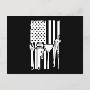 American Flag Plumber Tools Craft Gift Briefkaart