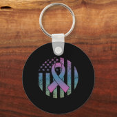 American Flag Pocket Gemetastaseerde borstkanker A Sleutelhanger (Voorkant)