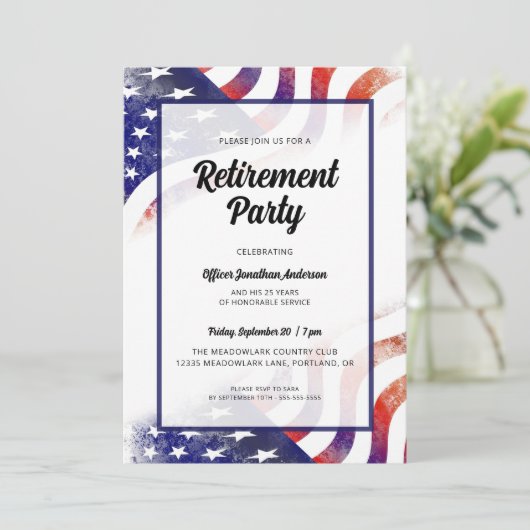 American Flag Politie Officier Pensioen Partij Kaart (Staand voorkant)