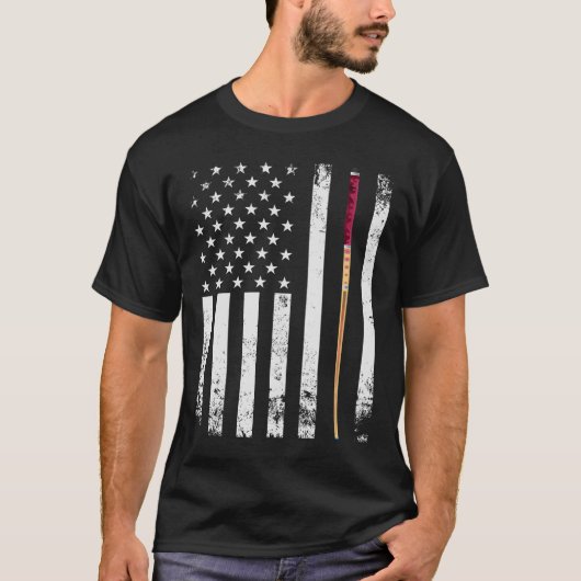 American Flag Pool Stick T-shirt (Voorkant)