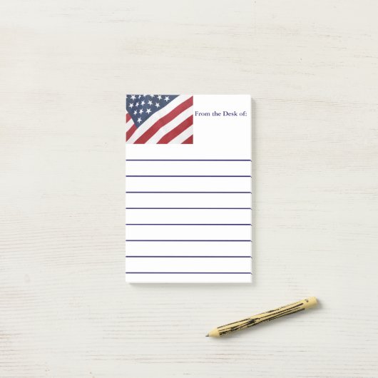 American Flag Post merkt op Post-it® Notes (Op bureau)