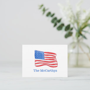 American Flag Preppy gepersonaliseerd Notitiekaartje