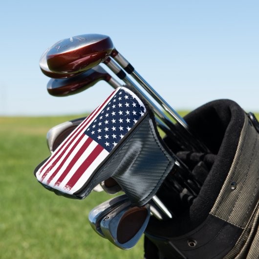 American Flag Putter Golf Head Hoesje Golfheadcover (Insitu)