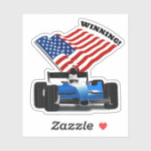 American Flag Race Car Sports Sticker (Vel)
