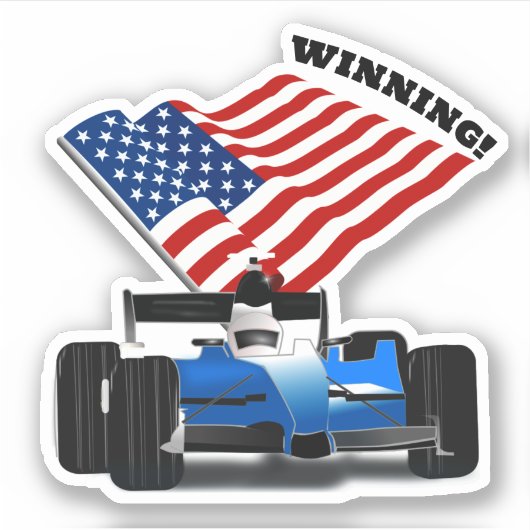American Flag Race Car Sports Sticker (Voorkant)