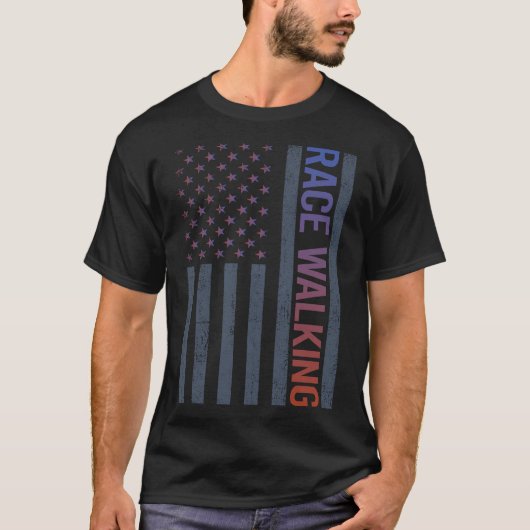American Flag Race Walking T-shirt (Voorkant)