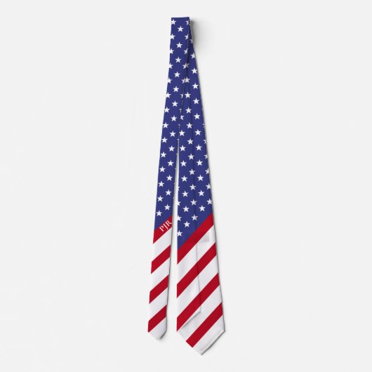American Flag Red White Blue Patriotic Monogramed Stropdas (Achterkant)
