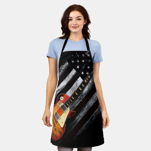 American Flag Retro Rock Electric Guitar Schort (Gedragen)