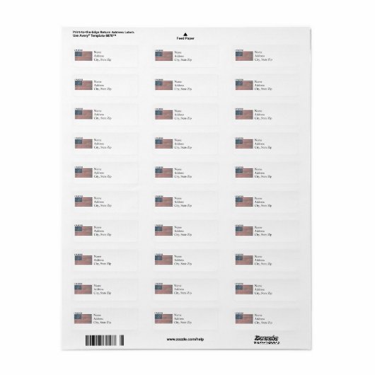 American Flag Return Address Label (Full Sheet)