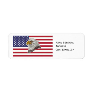 American Flag Return Address Label