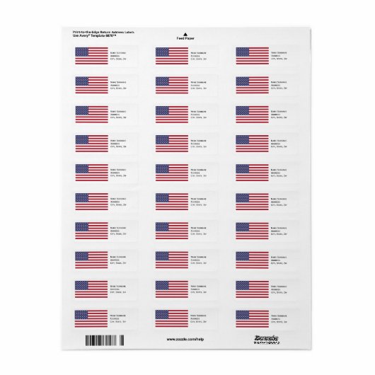 American Flag Return Address Label (Full Sheet)