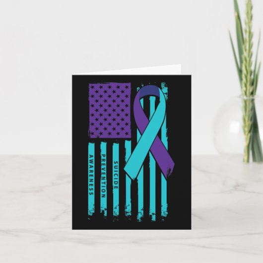 American Flag Ribbon Suicide Awareness Mental Heal Kaart (Voorkant)