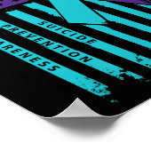 American Flag Ribbon Suicide Awareness Mental Heal Poster (Hoek)