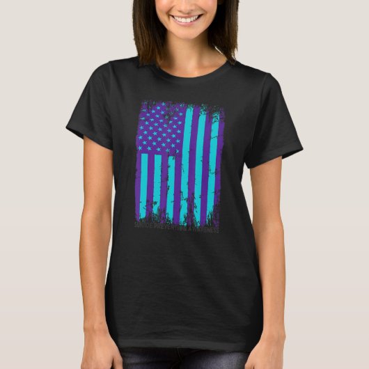 American Flag Ribbon Suicide Awareness Mental Heal T-shirt (Voorkant)