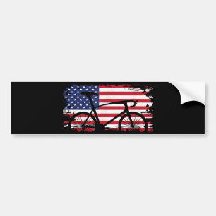 American Flag Road Biking Cycling Apparel - Bicycl Bumpersticker
