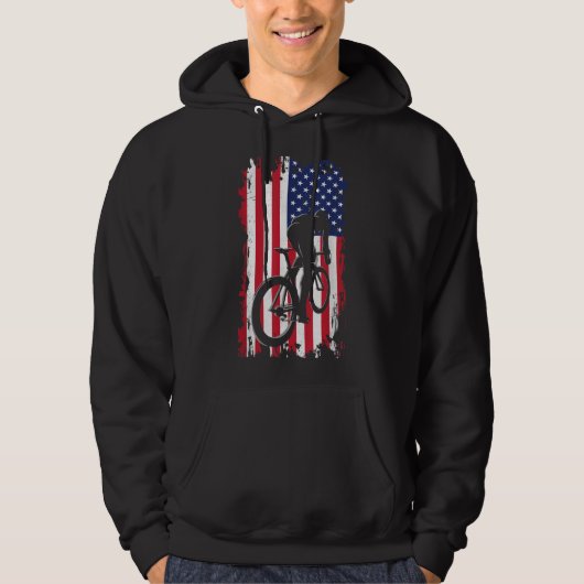 American Flag Road Biking Cycling Apparel - Cyclin Hoodie (Voorkant)